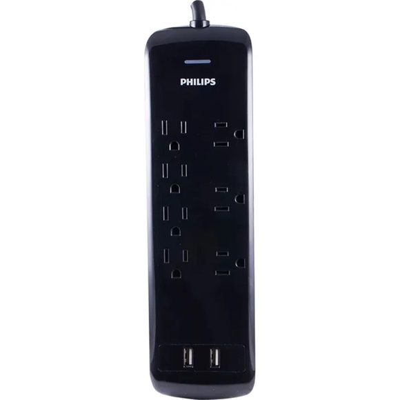 Philips 7-Outlet 2-USB 4ft. Surge Protector - Black - Picture 8 of 11